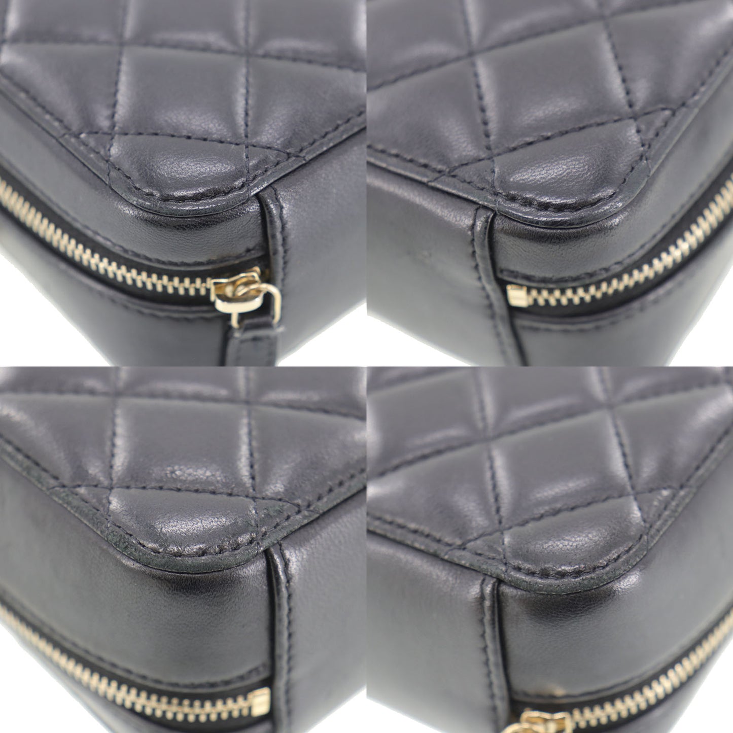 CHANEL Matelasse Crossbody Shoulder Bag Black Lambskin #EH289