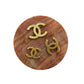 CHANEL CC Logos Seashell Earrings Brown Gold Clip-On 94 P #CH869