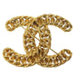 CHANEL CC Logos Chain Big Pin Brooch Gold #CO645