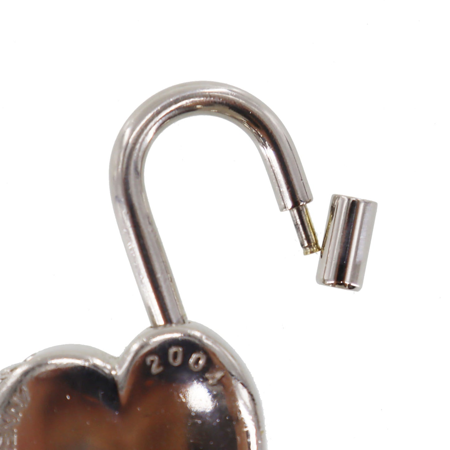 HERMES Cadena Padlock Used Fantasy Heart 2004 Silver-Plated Vintage #CY159