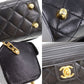 CHANEL Used Flap Mini Handbag Black Lambskin Leather #CY875