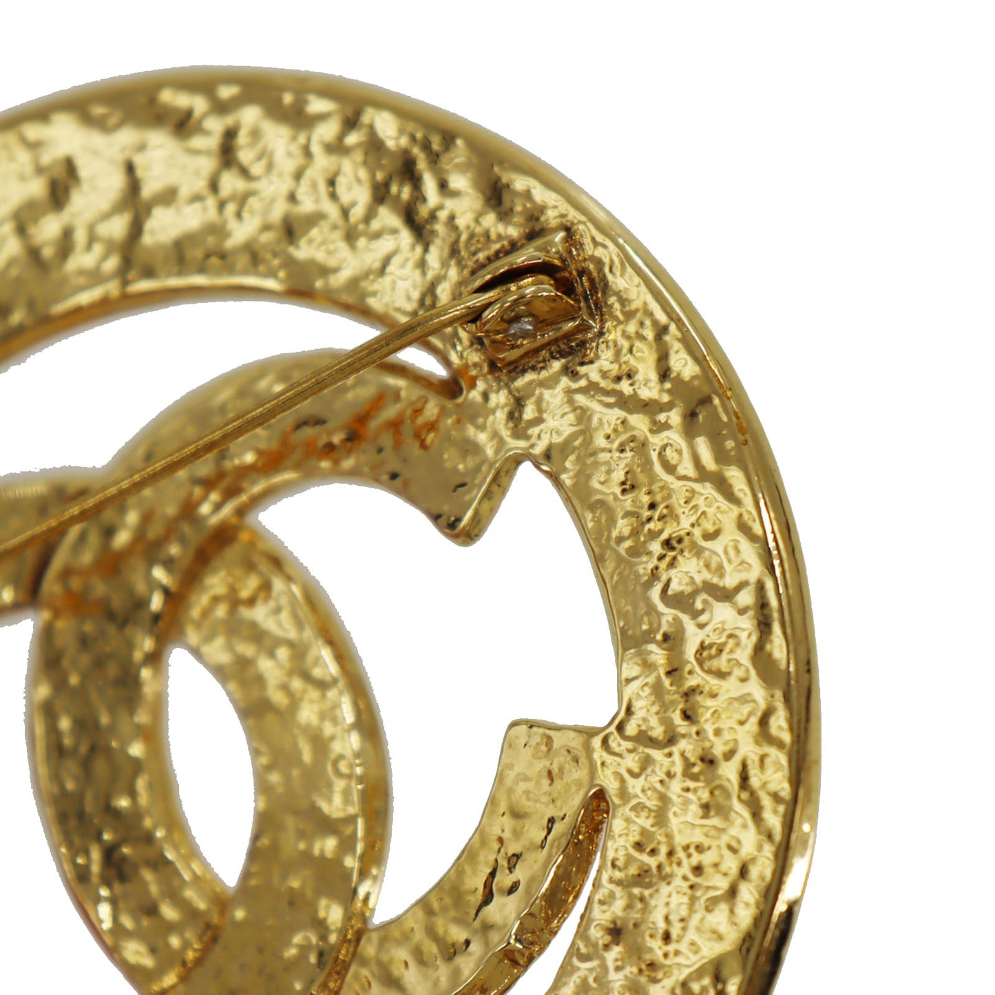 CHANEL CC Logos Round Pin Brooch Gold Plated 94 P #CD728