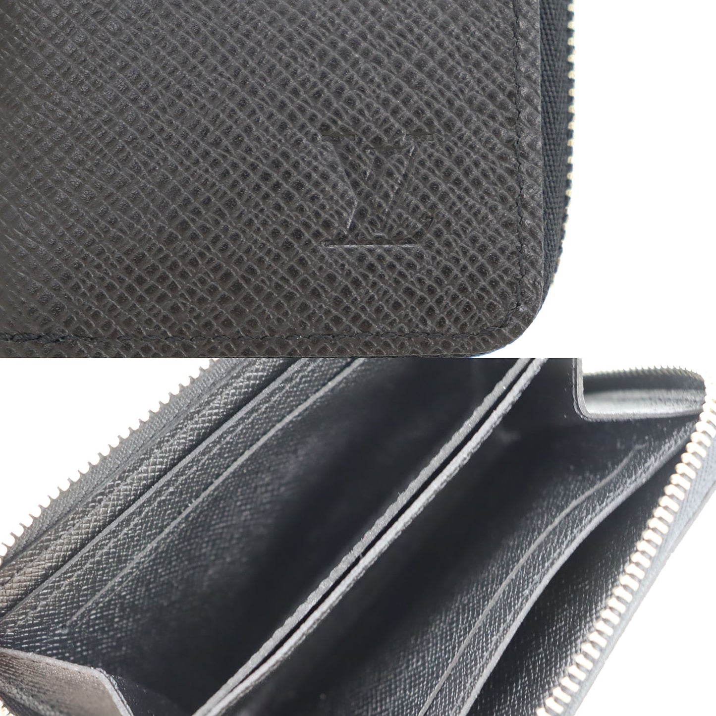LOUIS VUITTON LV Zippy Coin Case Black Taiga Leather M30511 #AG676