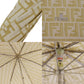 FENDI Zucca Used Folding Umbrella Beige Nylon Vintage #EA473