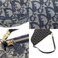 Christian Dior Trotter Saddle Handbag Navy Canvas #CP165