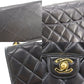 CHANEL Matelasse Used Shoulder Bag Black Lambskin Leather #CX813