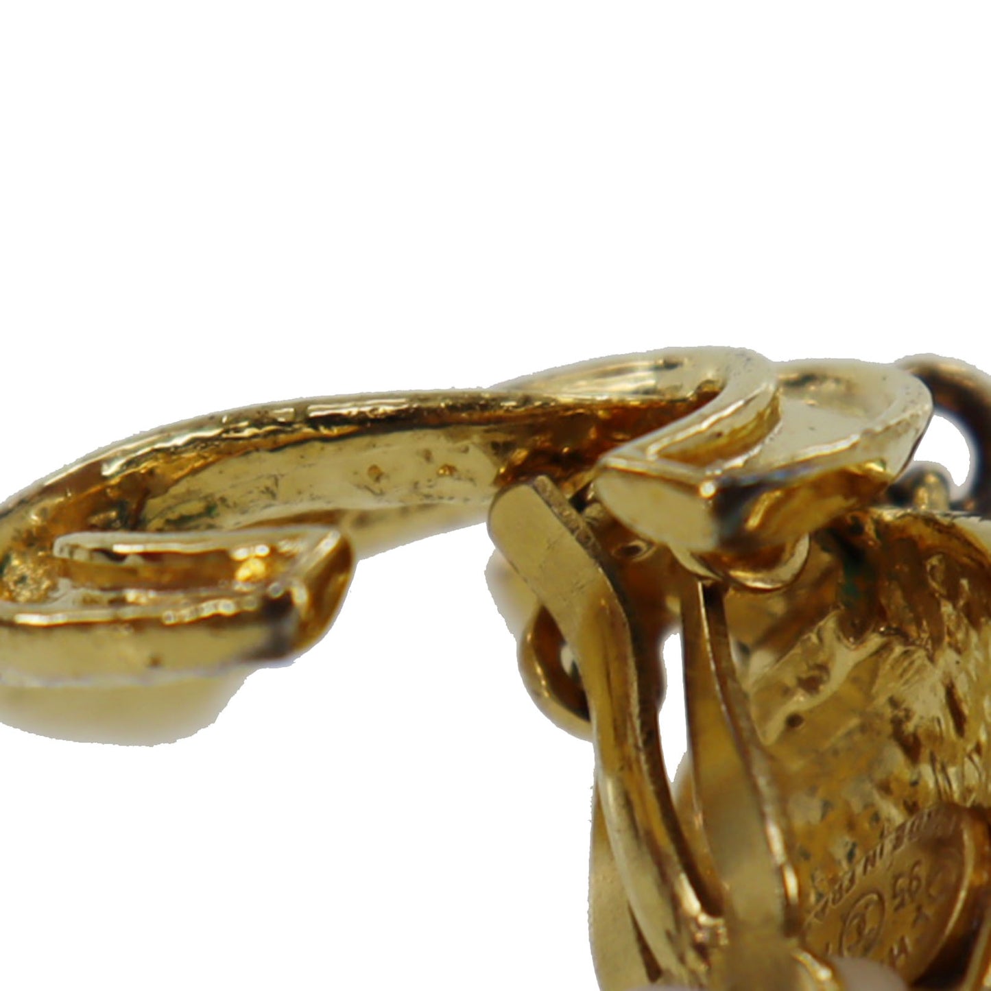 CHANEL CC Logos Circle Earrings Gold Clip-On 95A #AG999