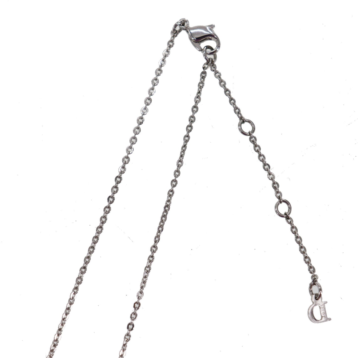 Christian Dior Rhinestone Necklace Silver #CP131