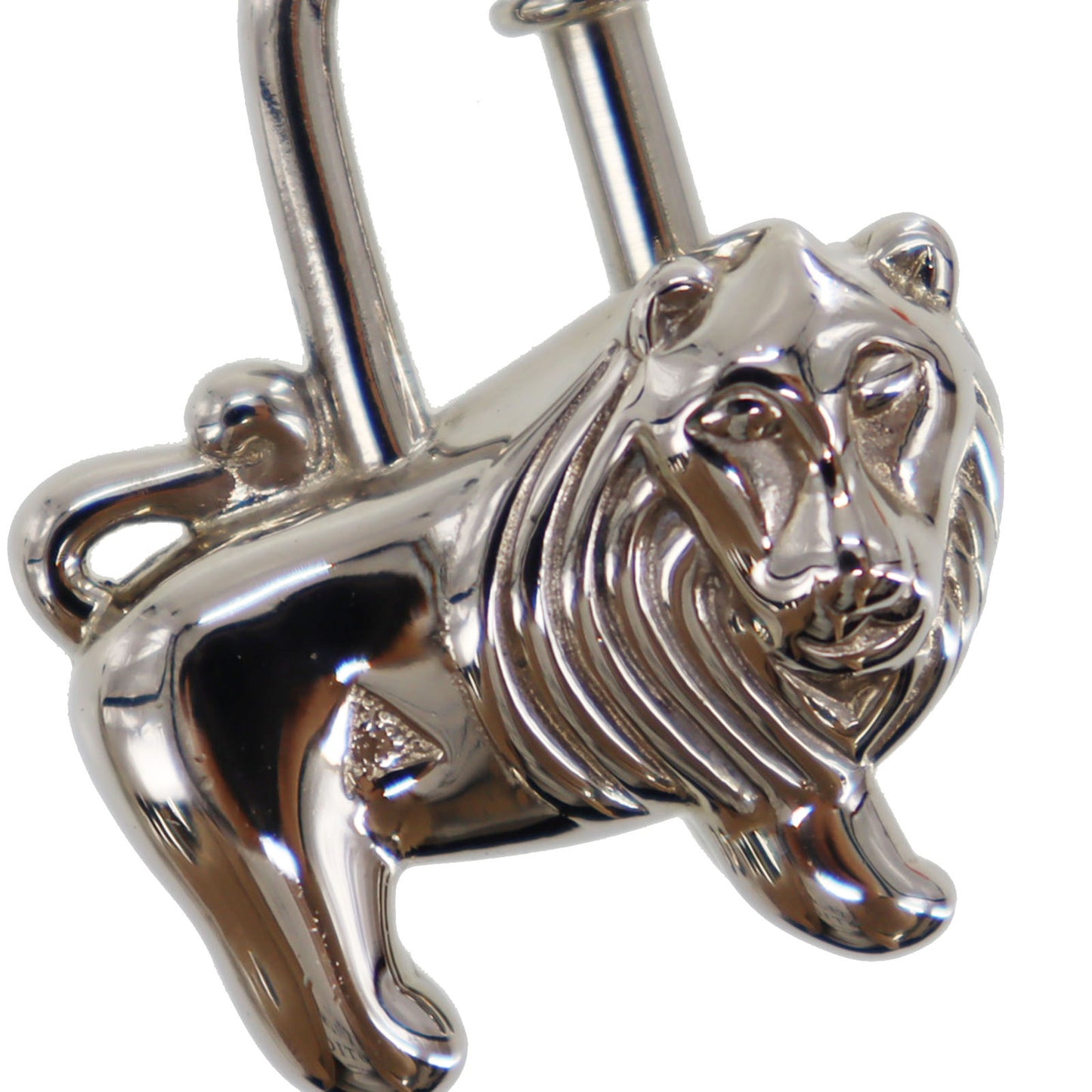 HERMES 1997 Limited Lion Charm Top Cadena Silver Plated #CJ857