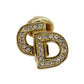 Christian Dior CD Logos Rhinestone Earrings Gold Plated #CB292