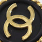 CHANEL Logos Earrings Gold Black Clip-On 97P #AG754