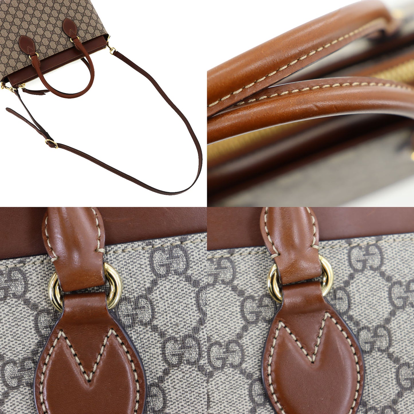 GUCCI GG Plus Shoulder Handbag Brown PVC Leather #BN944