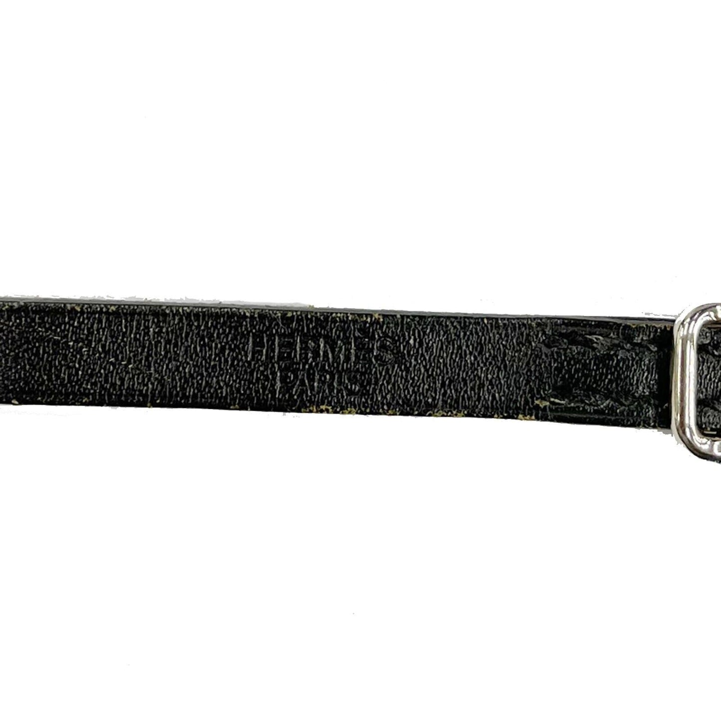 HERMES Api 3 Belt Leather Bracelet Paris Black #AG709