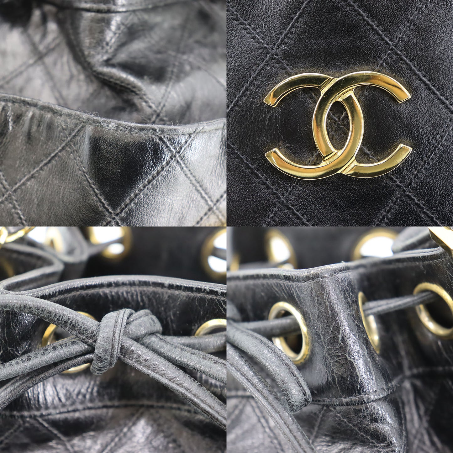 CHANEL Bicolore Shoulder Bag Black Lambskin #CK784