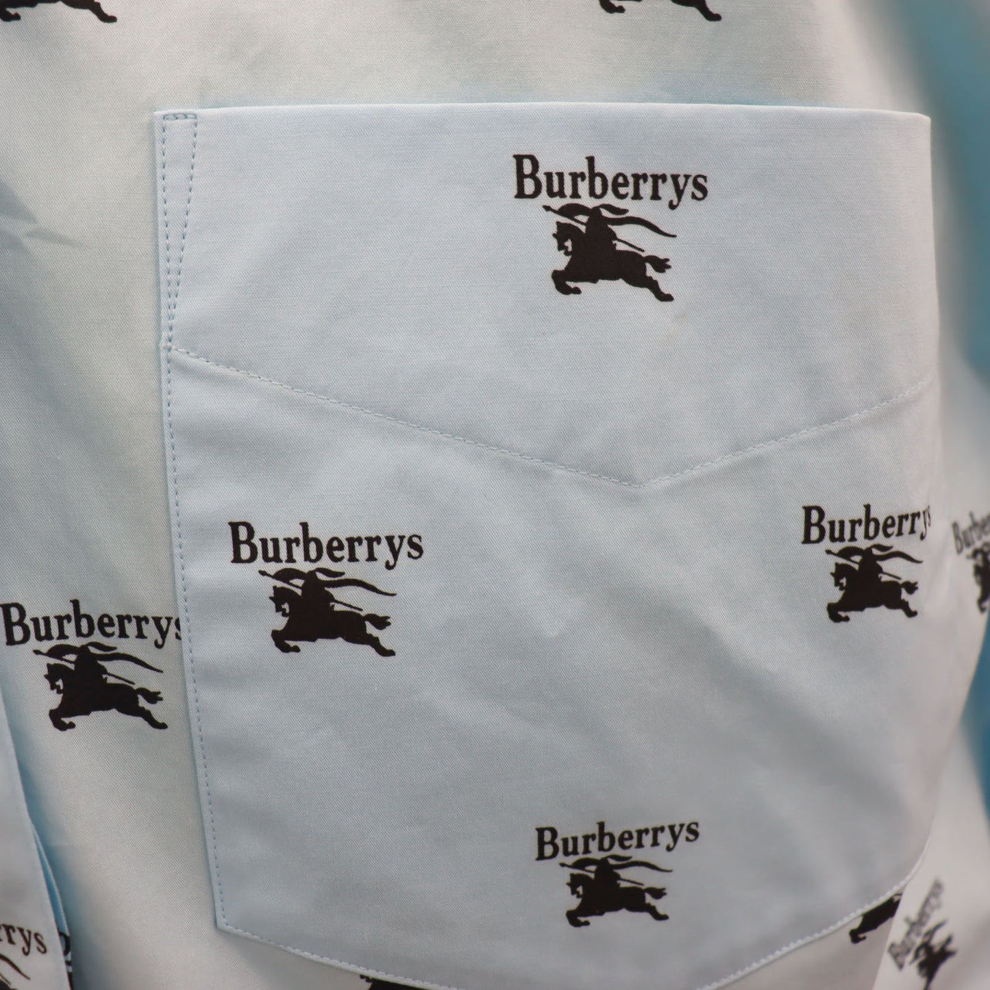 Burberry Logos Tops Shirt Light Blue Cotton Polyurethane #AG852