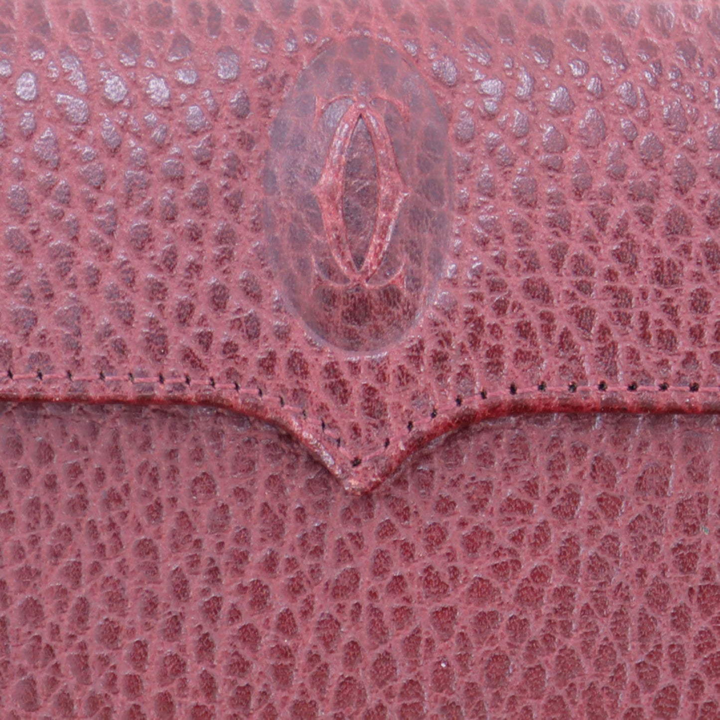 Cartier Logos Must Line Coin Case Bordeaux Leather #AH125