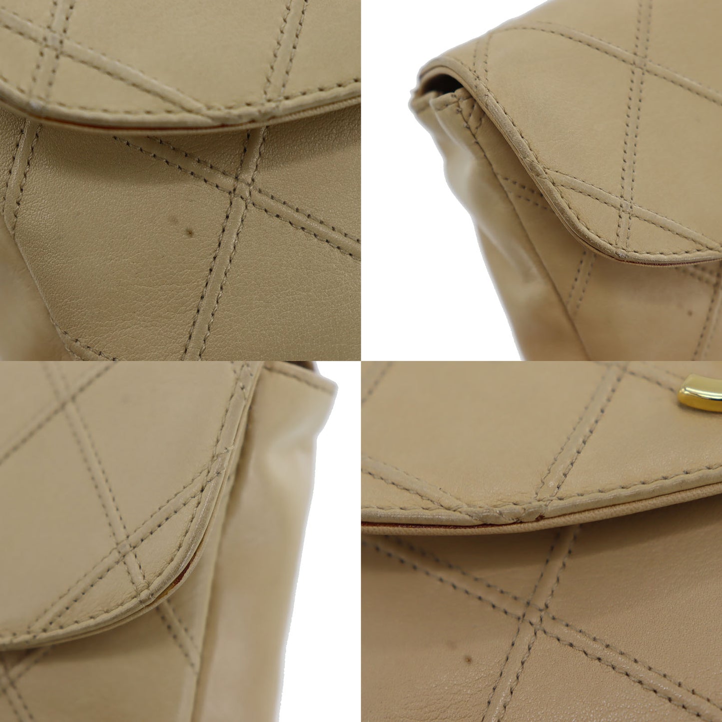 CHANEL Bicolore Bum Bag Beige Leather Lambskin #CK123