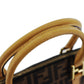 FENDI Zucca Handbag Brown Black Yellow Nylon Canvas #AH318