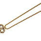 Christian Dior Logo Chain Heart Necklace Rhinestone Gold-Plated #CB315