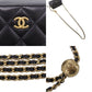 CHANEL Matelasse Crossbody Shoulder Bag Black Lambskin #EH289