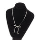 Christian Dior CD Logo Ribbon Necklace Silver #CR418