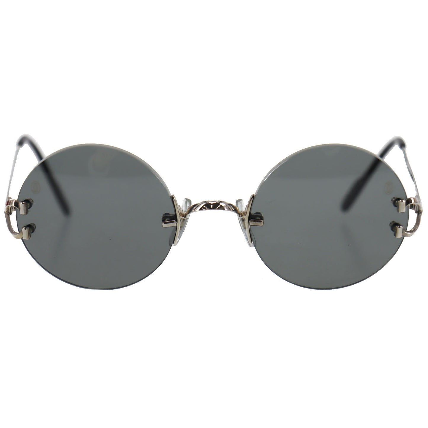 Cartier Rimless Sunglasses Silver Black Eye Wear 135 #AH553