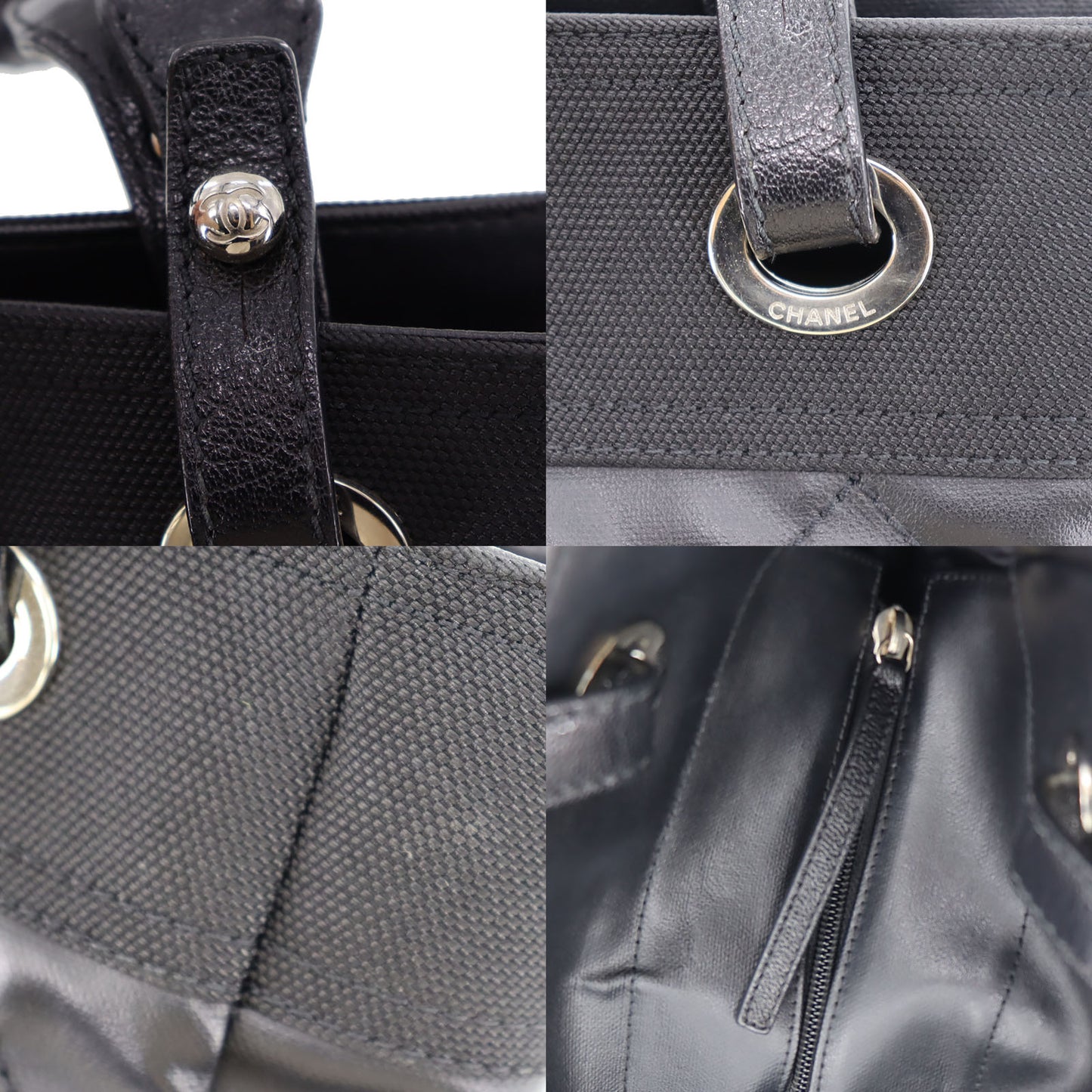 CHANEL Paris Biarritz Handbag Black Leather Italy Vintage #BO252