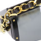 CHANEL Chain Used Sunglasses Black Shield Eye Wear Italy #CU905