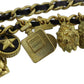 CHANEL Charm Chain Belt Gold Black 94 A #CO631