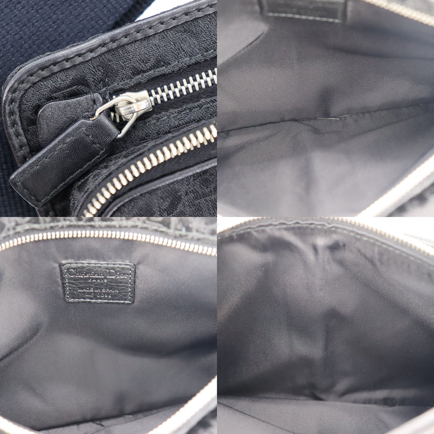 Christian Dior Trotter Crossbody Waist Belt Bag Black Canvas #BO92