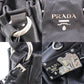 PRADA Logos Shoulder Handbag Black Leather #EG533