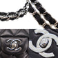 CHANEL Matelasse Double Flap Shoulder Bag Black Lambskin Leather #CG838