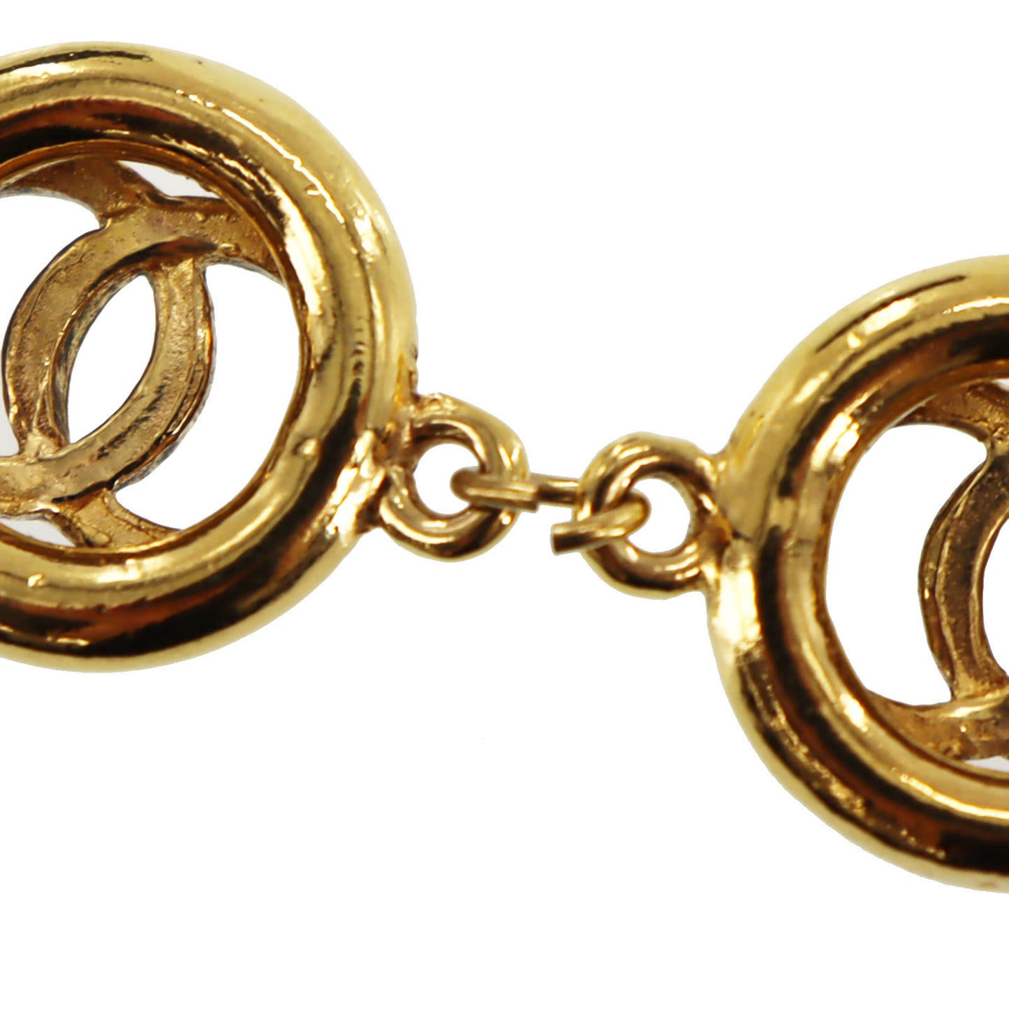 CHANEL CC Logos Circle Bracelet Gold Plated 1983 #AH699