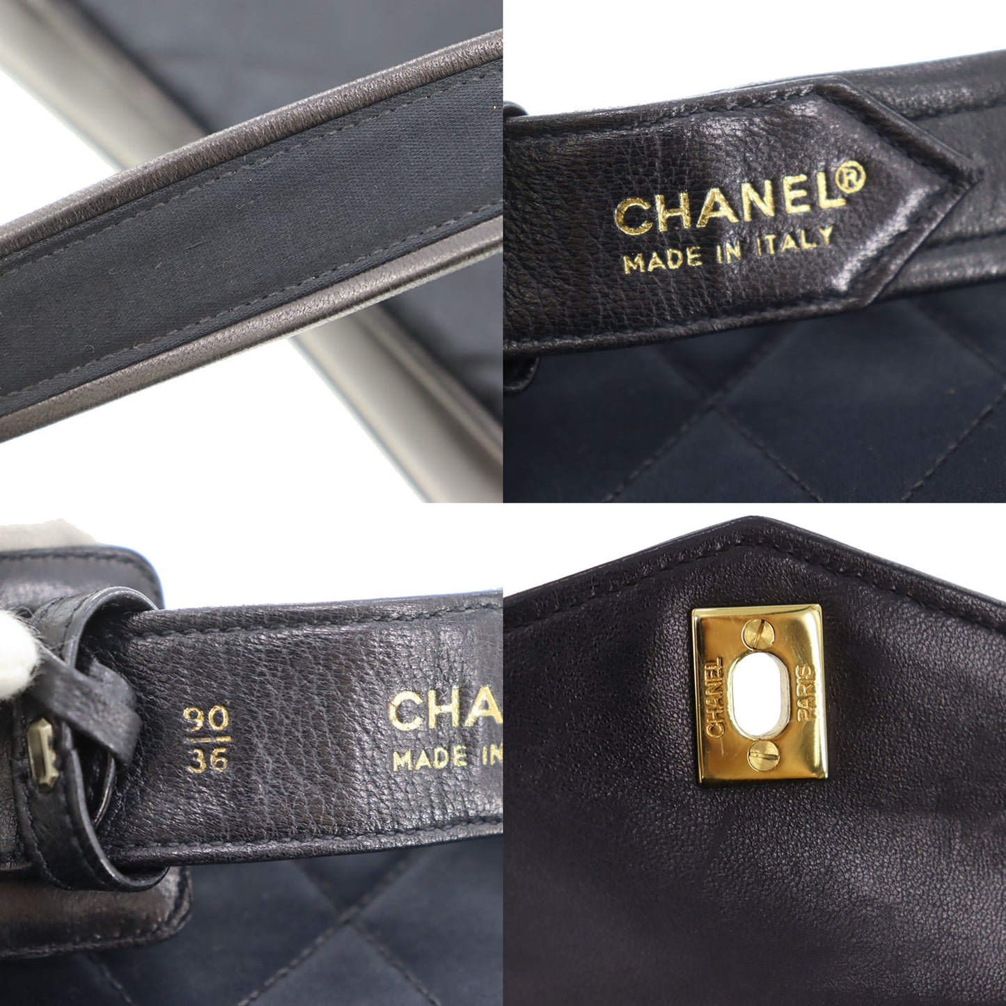 CHANEL Matelasse Belt Bag Bumbag Black Satin #CG983