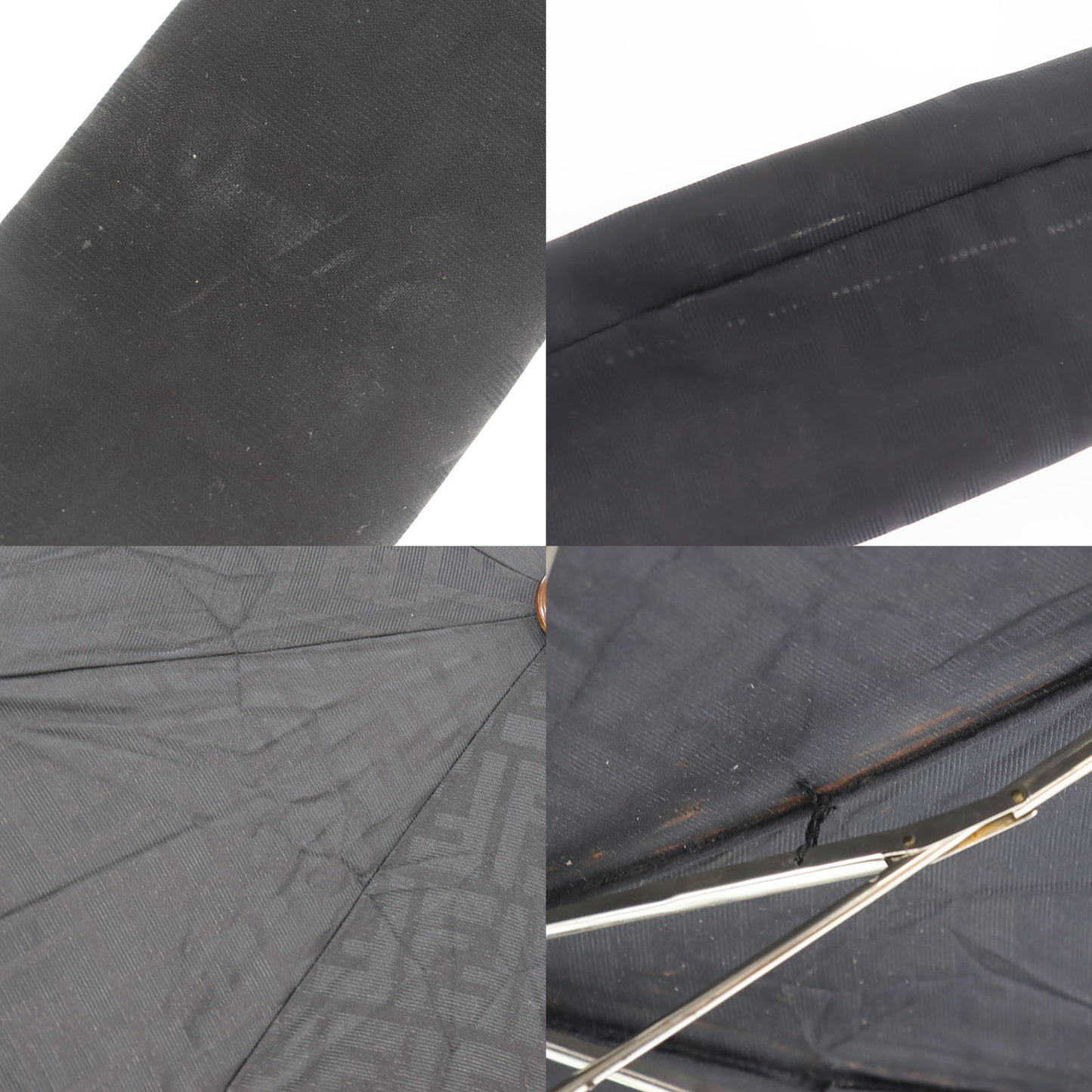 FENDI Zucca Folding Umbrella Black Polyester #EA475