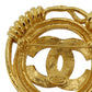 CHANEL CC Logos Round Pin Brooch Gold Plated 94P #BR489