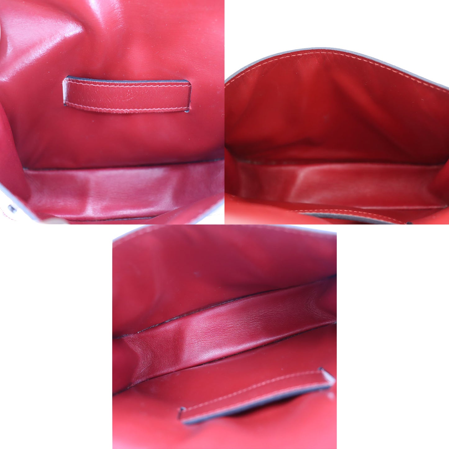 HERMES Waist Pouch Bag Red Leather  #BP773