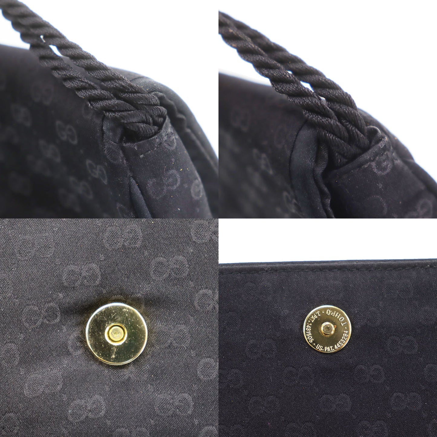 GUCCI Micro Small GG Plus Shoulder Bag Black Satin #AH439