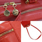 CHANEL CC Shoulder Handbag Vanity Red Caviar Skin Leather #CF934