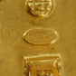 CHANEL Logos Earrings Gold Green Clip-On 95A #AG178