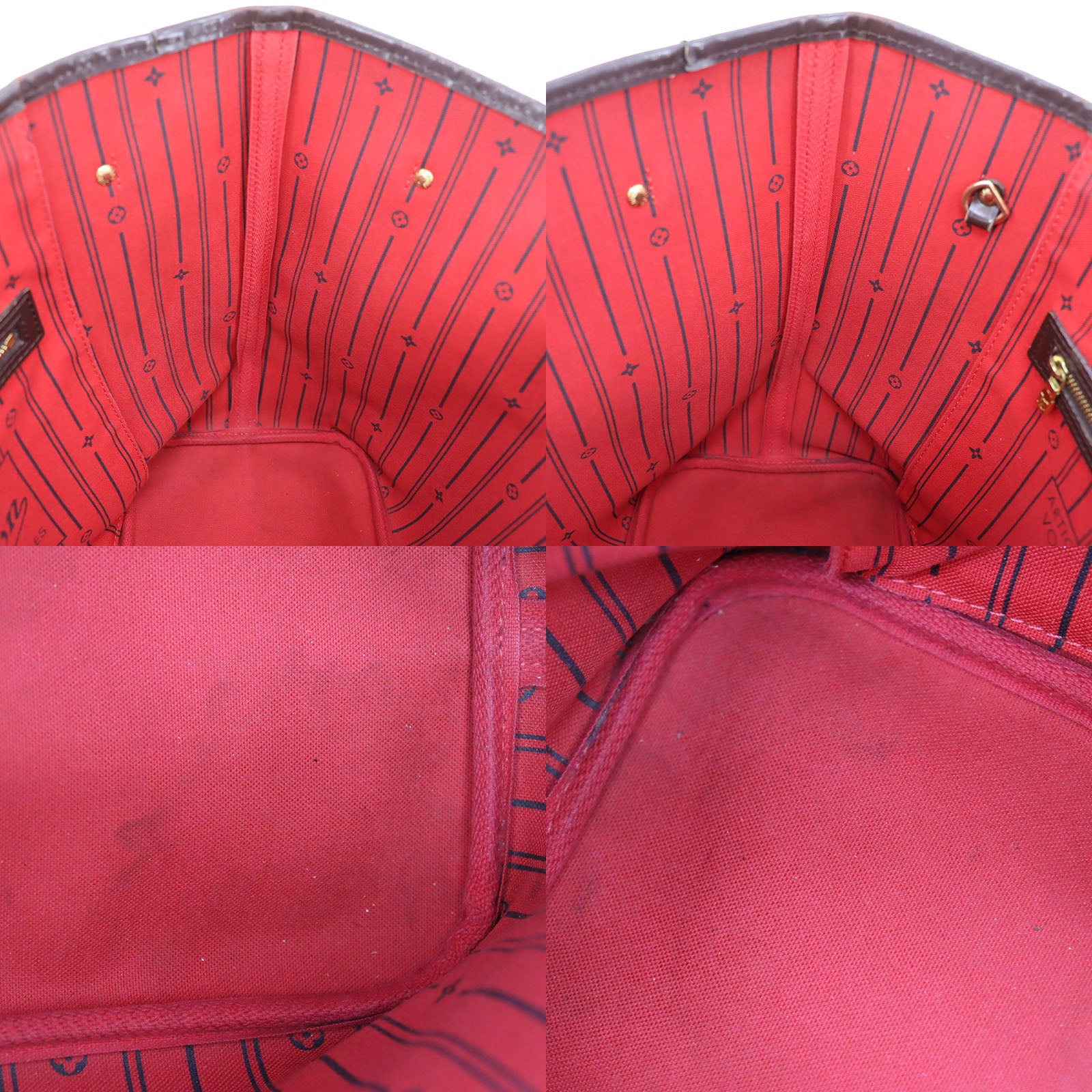 Louis+Vuitton+Neverfull+Pink+Interior+Shoulder+Bag+MM+Brown+