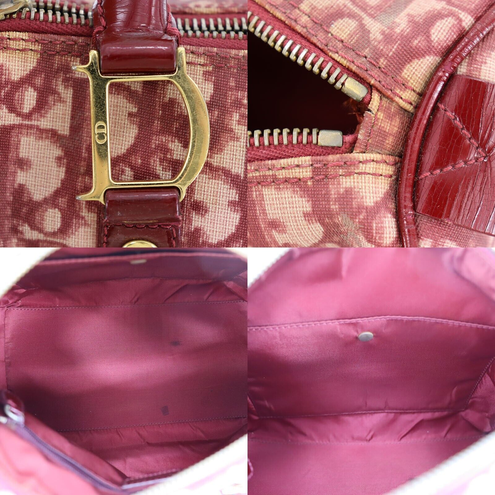 Christian Dior Trotter Handbag Mini Boston Bag Bordeaux Nylon PVC
