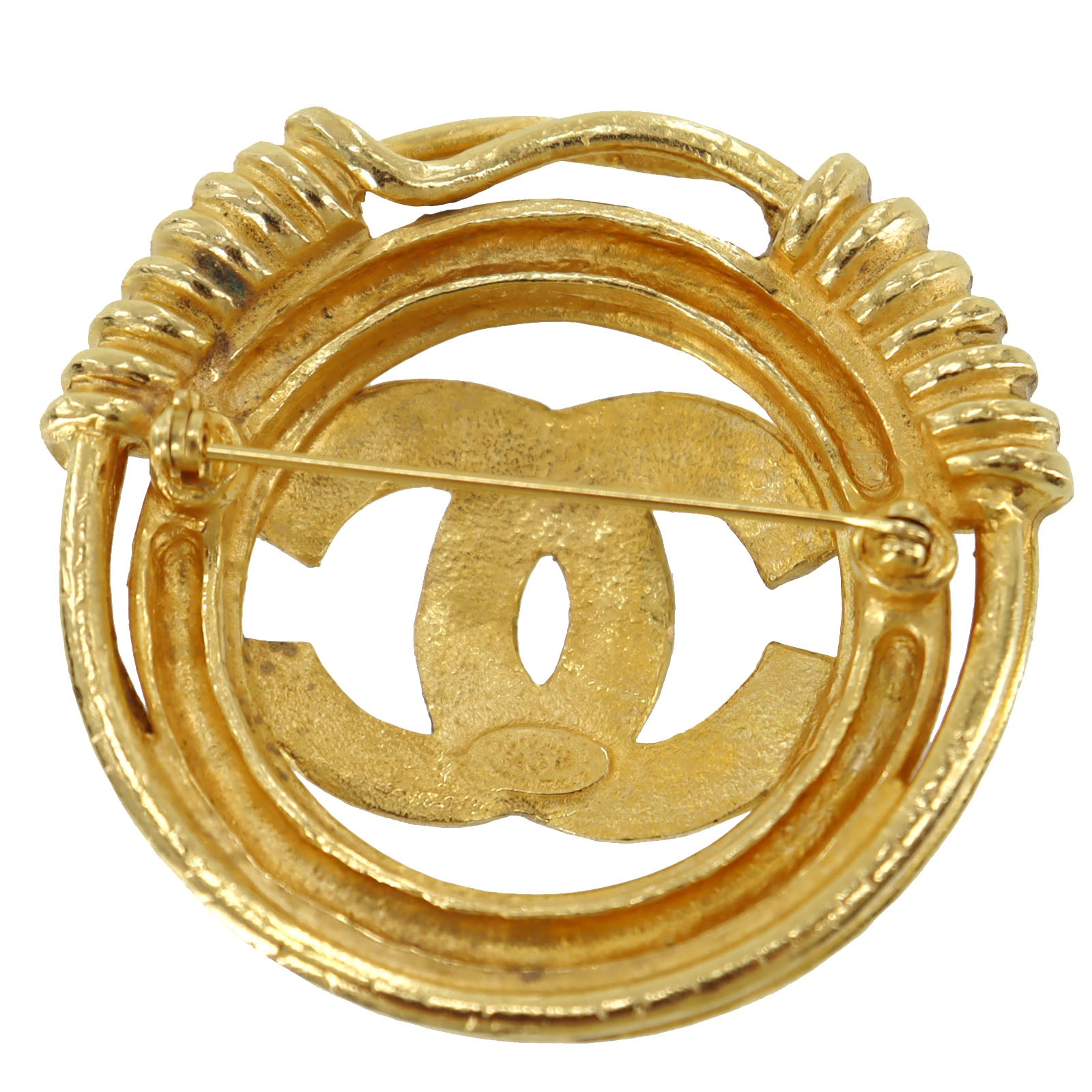 Chanel Vintage Chanel Gold plated Triple CC logo 4 Leaf Clover Motif