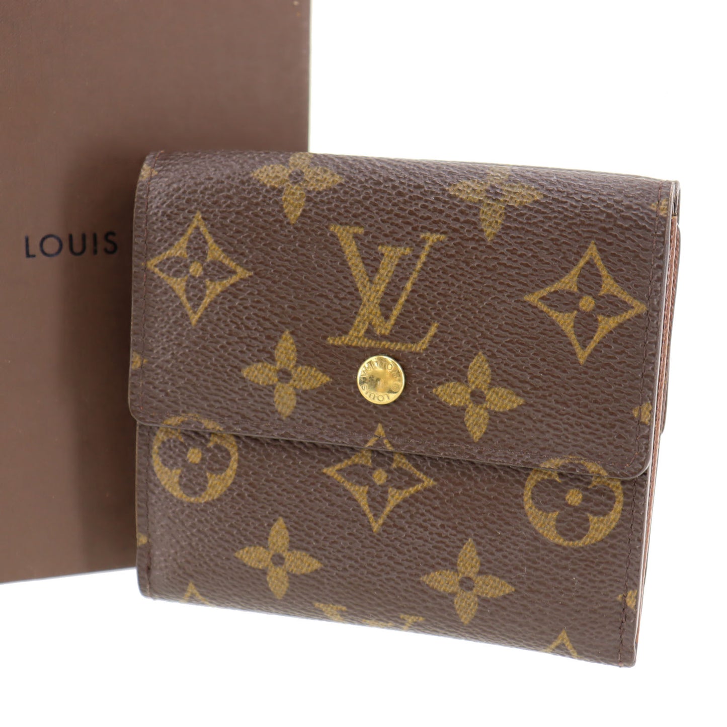 Louis Vuitton Wallet Leather Monogram Vintage Bifold Button Coin Pouch  Authentic