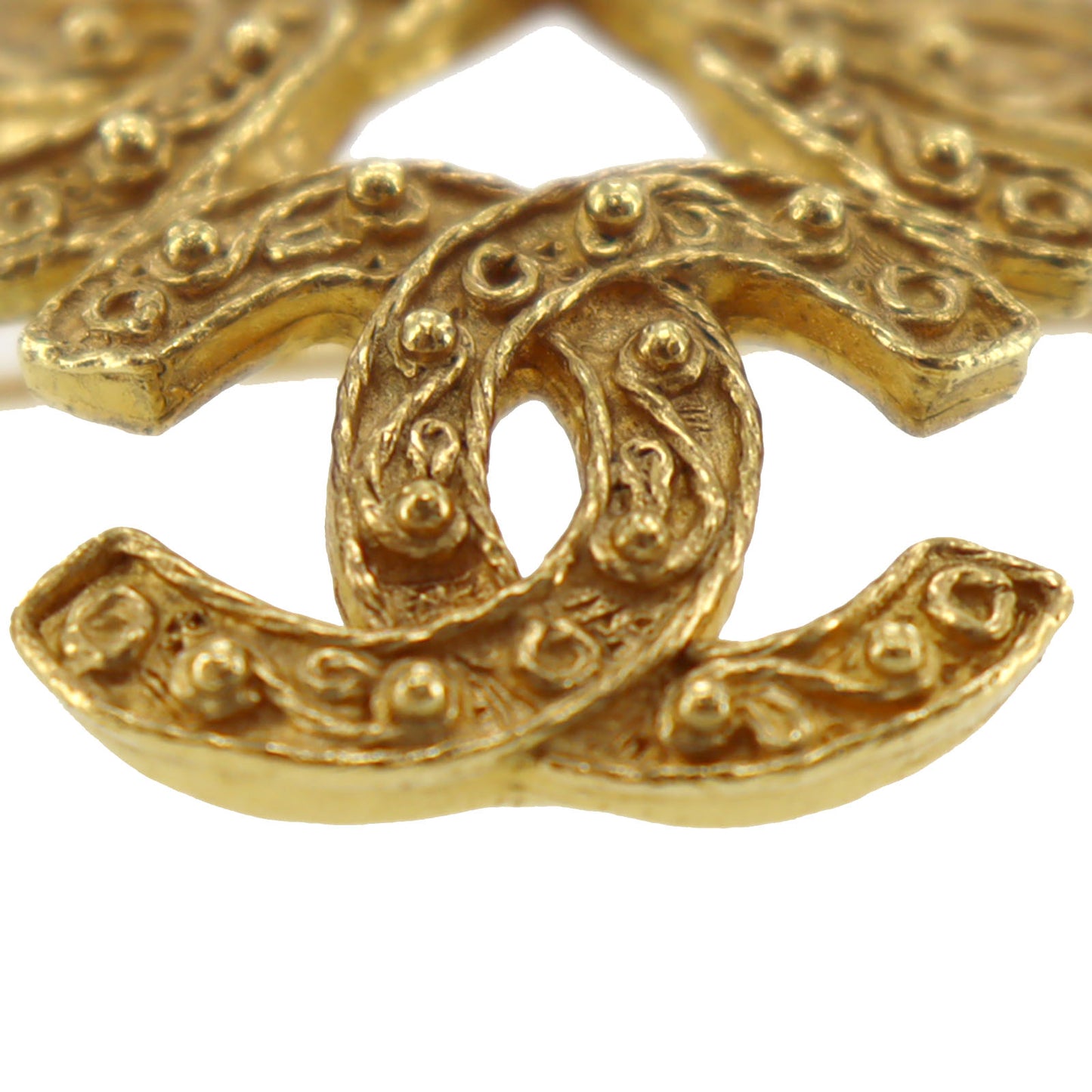 CHANEL Triple CC Logos Pin Brooch Gold Plated 94A #AH33