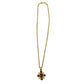 CHANEL Logo Necklace Gold Plated Chain Stone 95A #AG92