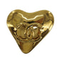 CHANEL CC Logos Heart Pin Brooch Gold Plated 93P #AH145