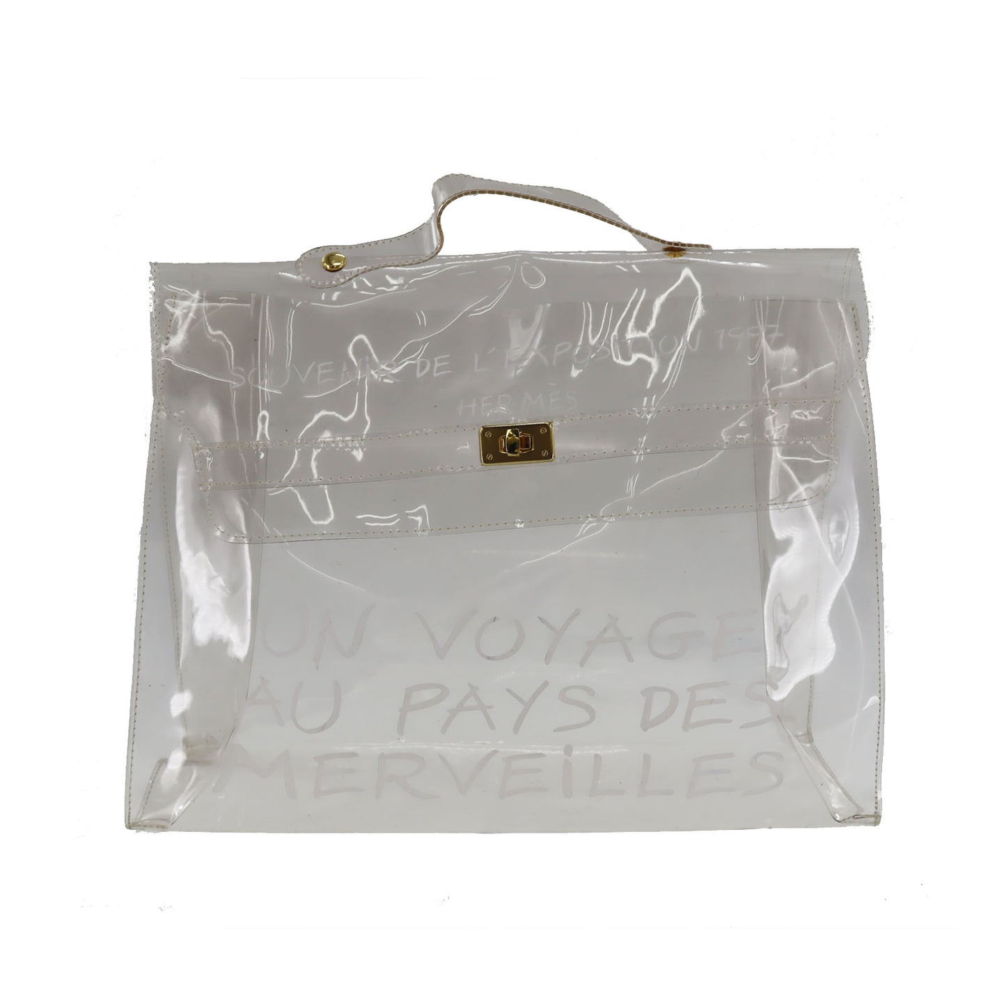 HERMES Vinyl Kelly 40 Handbag Clear L'exposition 1997 #AG101