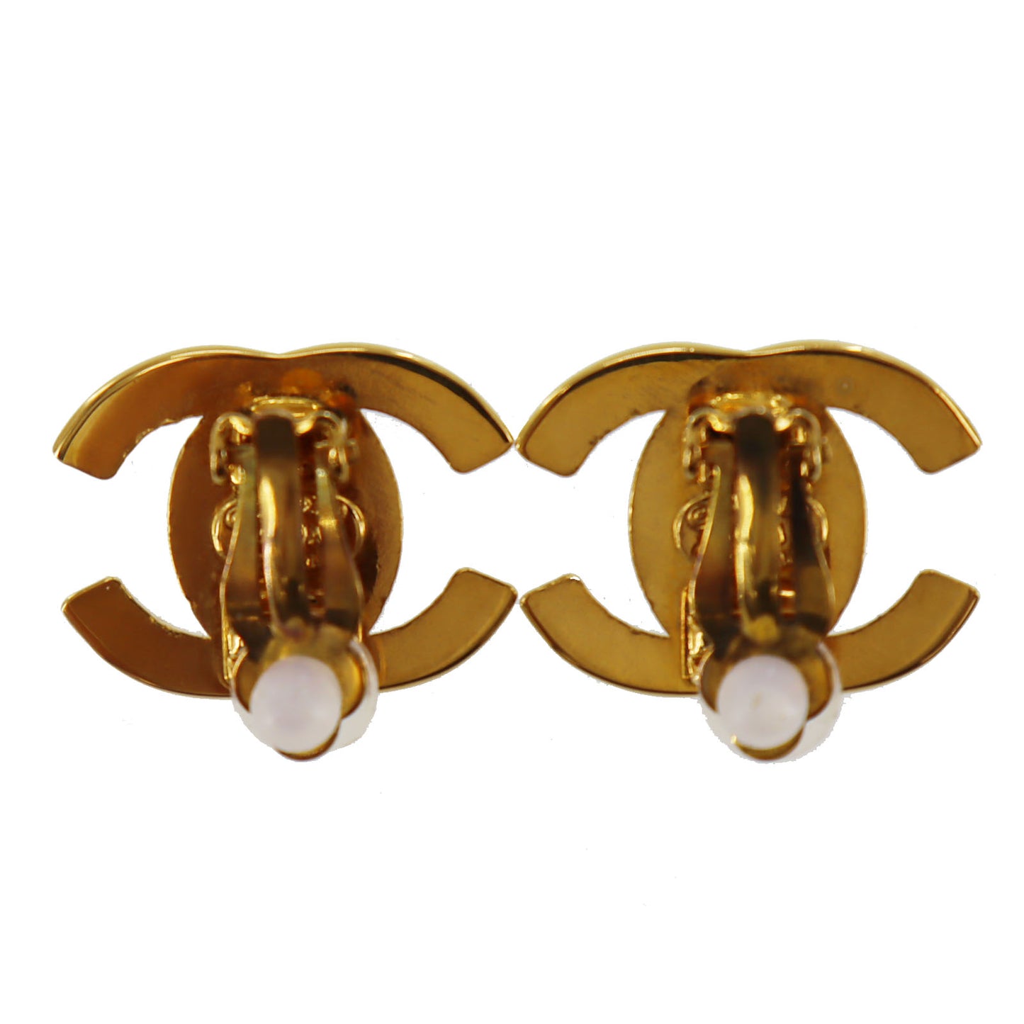 CHANEL CC Turn-lock Earrings Gold Clip-On 95A #AG191