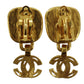 CHANEL Logos Earrings Gold Silver Clip-On 97A #AG645